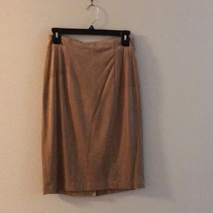 Lila Rose Caramel Brown Suede Pencil Skirt
